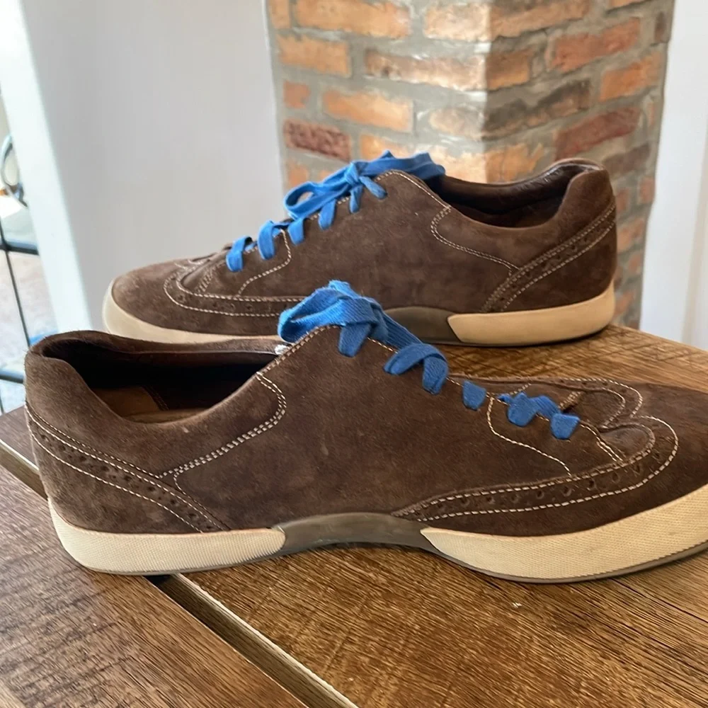 Men Tsubo Brown Leather/Suede Sneakers Aeson Urban Wingtip Blue Laces‎ 12